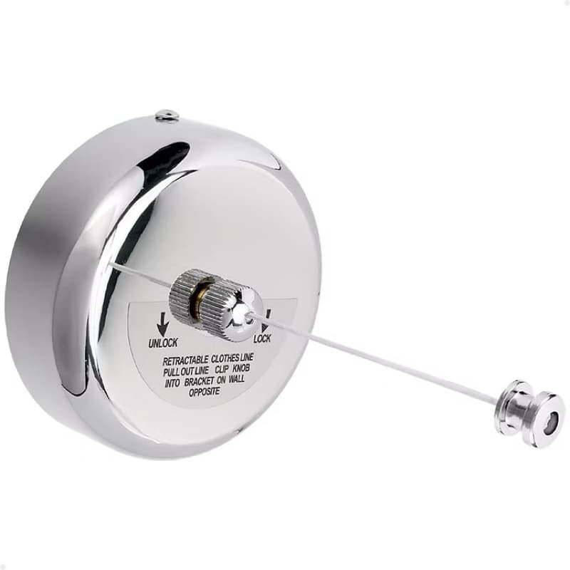 Varal Retrátil de Parede Lorben Aço Inox Corda Nylon 2,9m Extensível Cromado