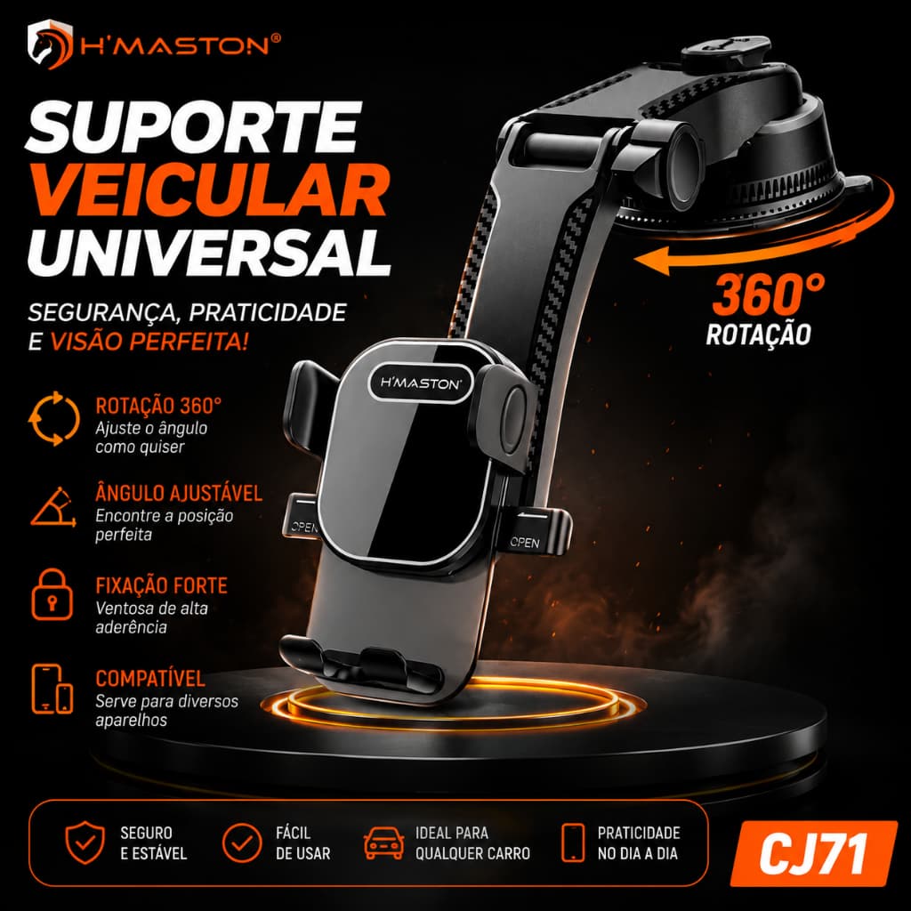 Suporte de Celular para Carro Universal Fixação Segura Antivibração para Painel