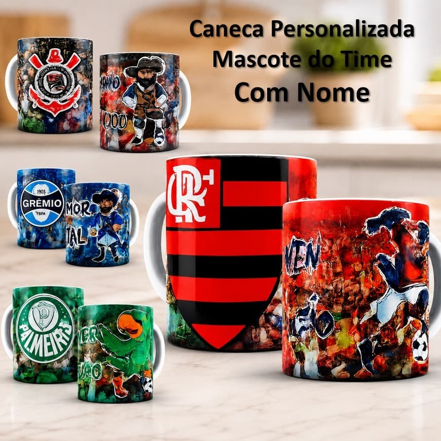 Caneca Personalizada Com Nome Porcelana Cerâmica Time Coração Futebol Uso Exclusivo Pai Mãe Amigo