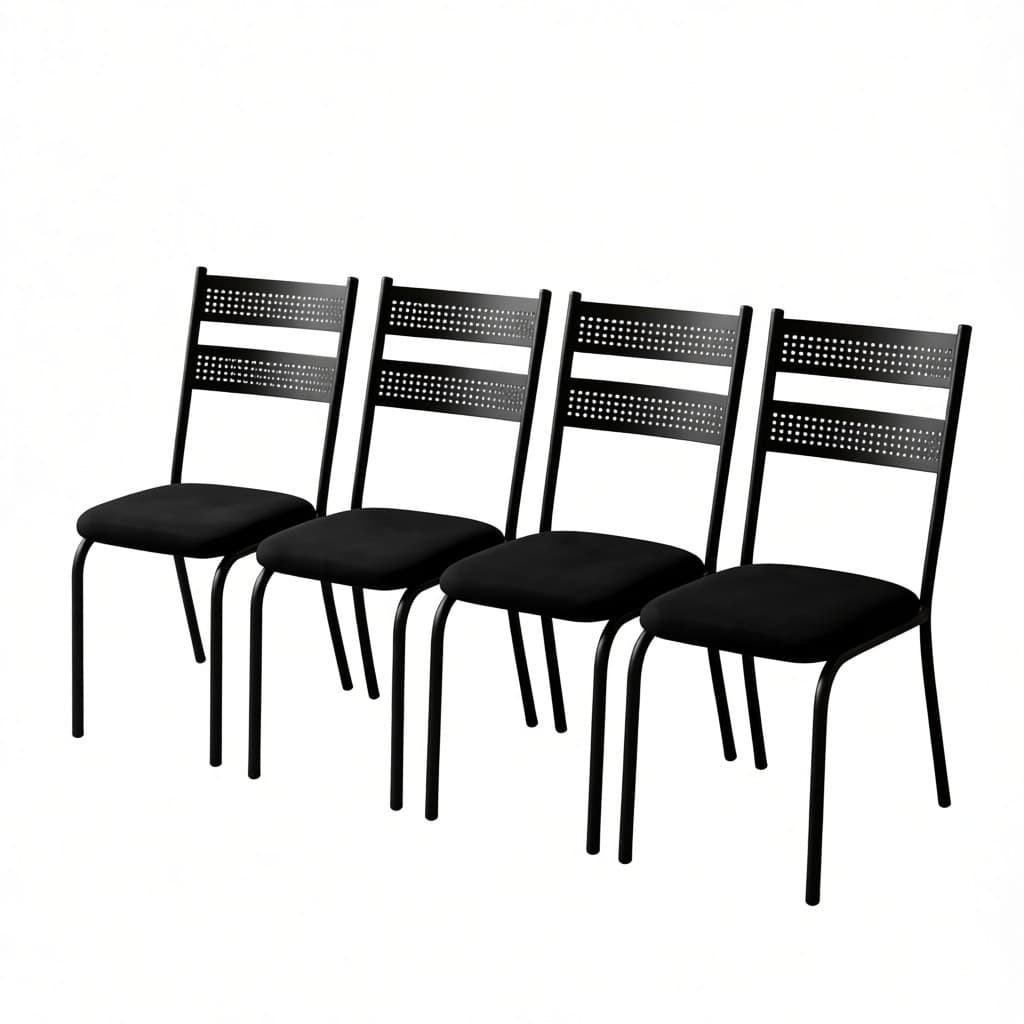 Jogo 4 Cadeiras de Cozinha Life Modelo Industrial Estrutura Firme Estofado Macio Estampada