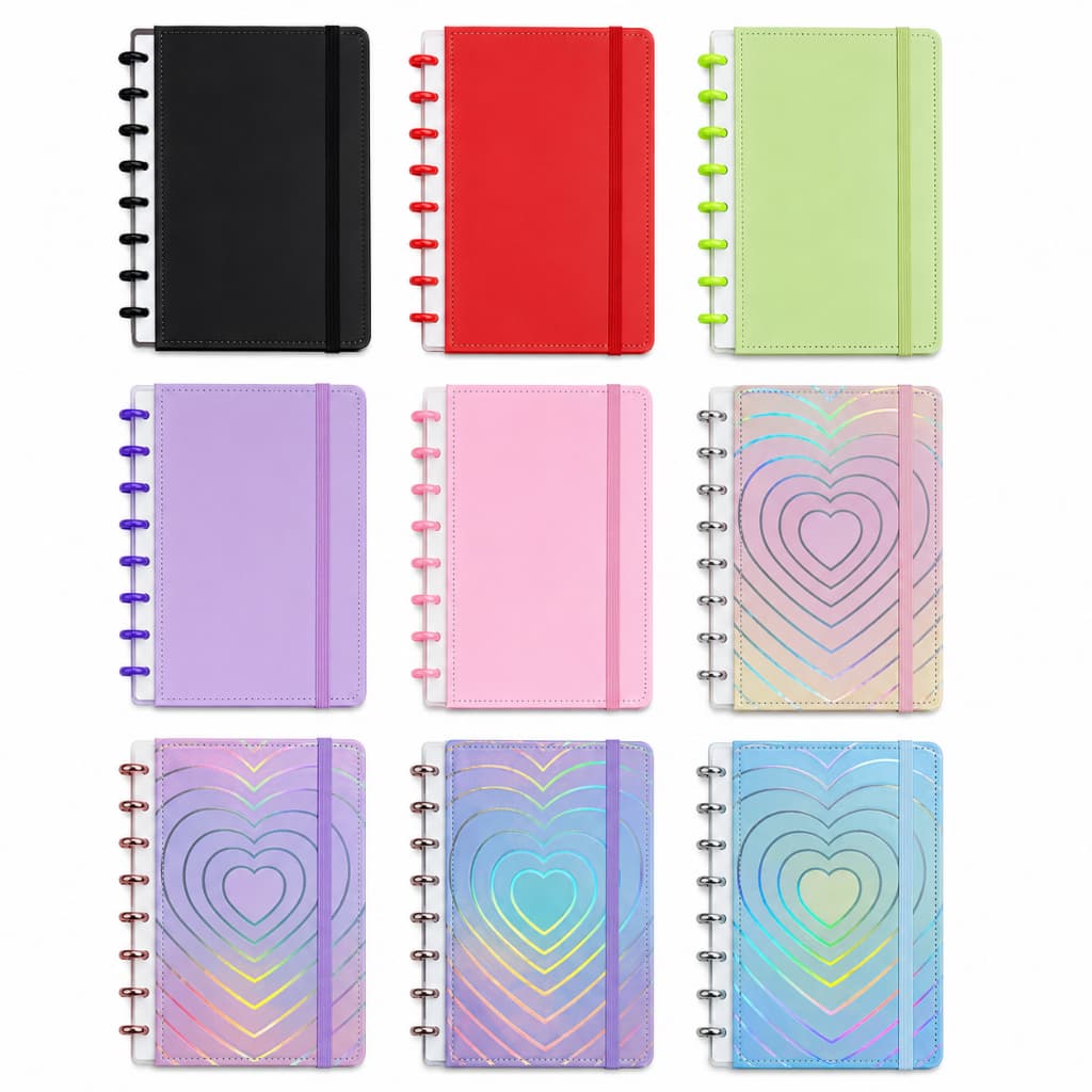 Caderno Inteligente A6 A5 B5 A4 Preto Planner Diário  Destacável Discos Removíveis Estudo Capa