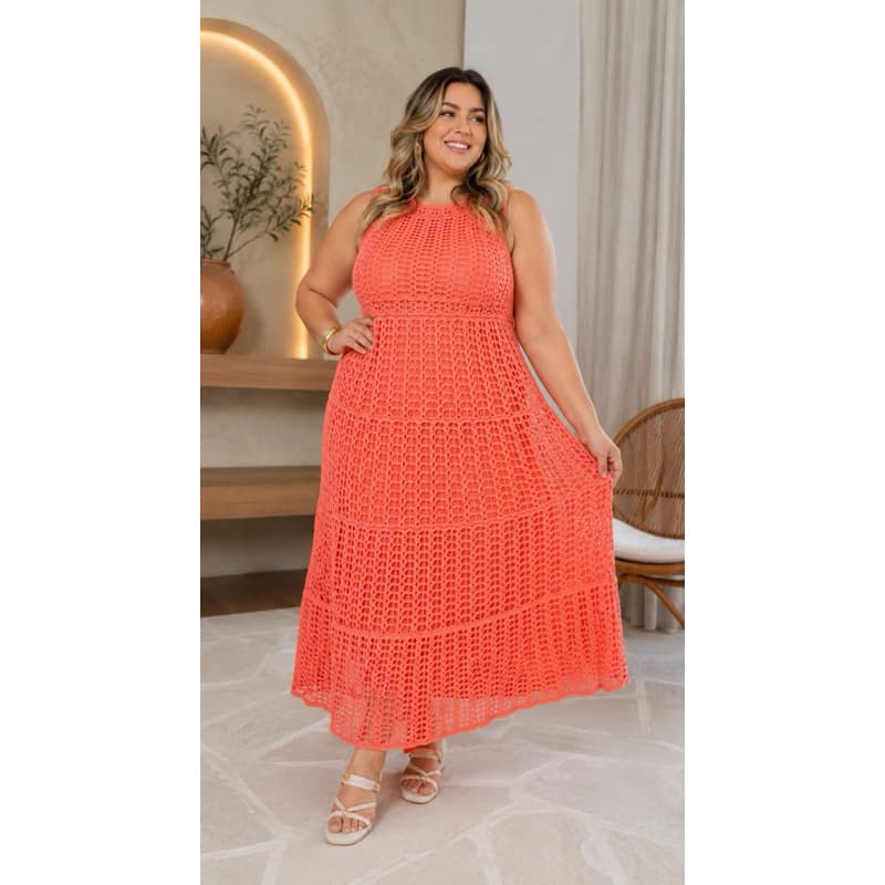 Vestido Feminino Midi Tricô Elegante Com Forro Longo Verão Final de Ano Festas Casamento  Formatura Veste do 40 ao 46/48
