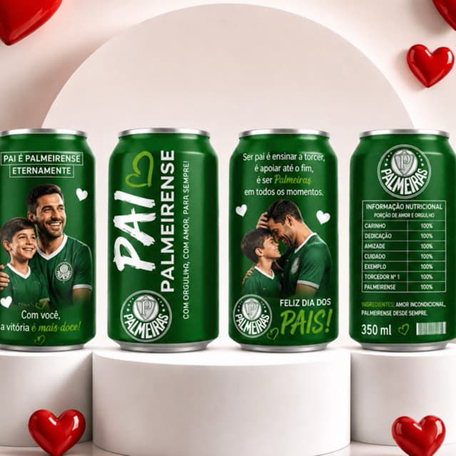 Refrigerante Personalizado com foto Palmeiras Dia dos Pais