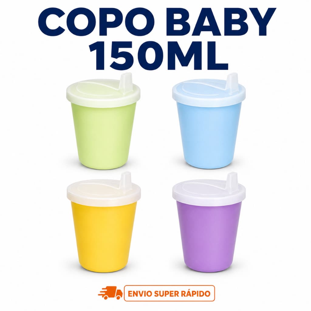 Kit 3 Copos Infantil 150ml Tampa Bico Treinamento Transição Bebê Creche Escola Plástico Resistente