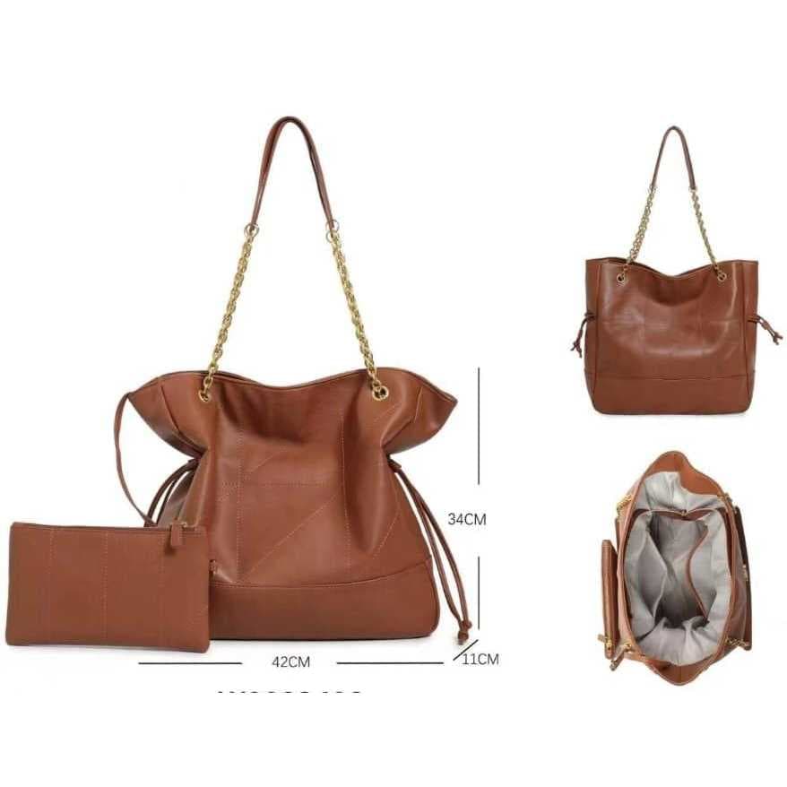 🛍️ Bolsa de Ombro Feminina em Camurça Premium - Alça de Corrente Dourada