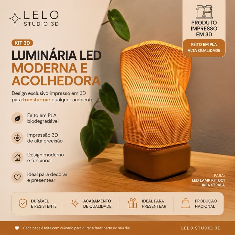 Luminária Decorativa 3D Moderna com Luz LED Inclusa | Abajur Minimalista para Sala, Quarto e Escritório