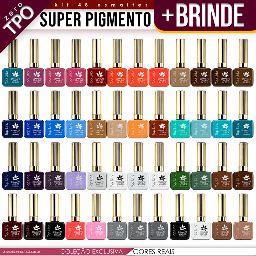 Kit 48 Esmaltes 15ml Unhas Nail Led UV Manicure Profissional Lirio