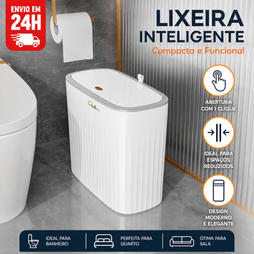 Lixeira Estreita Com Tampa Por Pressão Cesto De Lixo Pequeno Para Banheiro Cozinha Quarto Ideal Para Espaços Reduzidos
