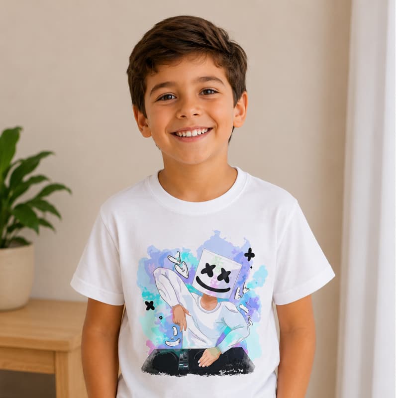 Roupa Blusa Camisa Infantil Menino Menina Dj marshmallow Musica Dançar Marshimelou