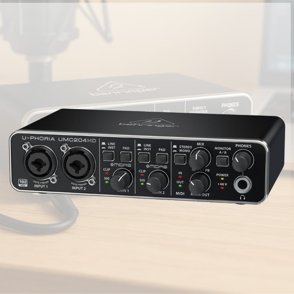 Interface de Audio Behringer Umc204 HD Interface de Audio Profissional Interface de Audio Usb