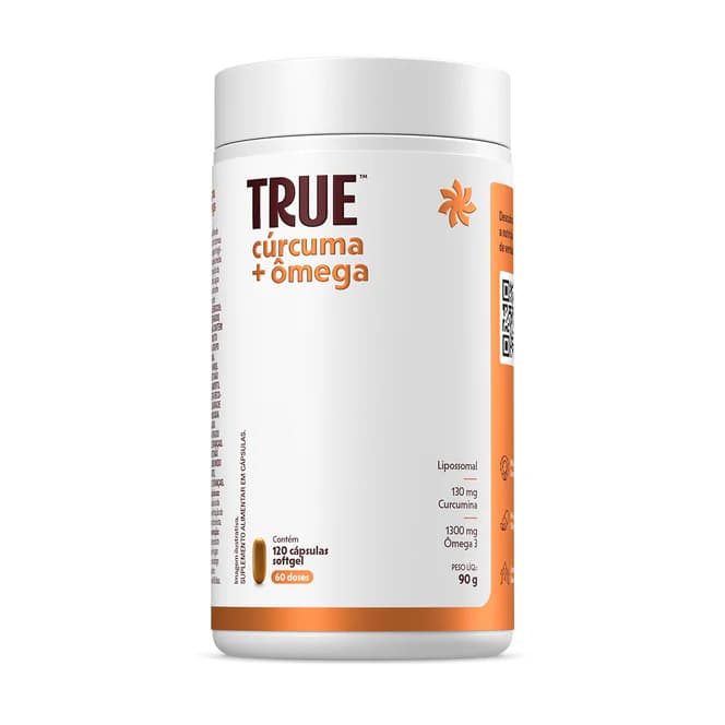 True Cúrcuma + Ômega 3 Lipossomal Vitamina para Articulação 120 Cápsulas