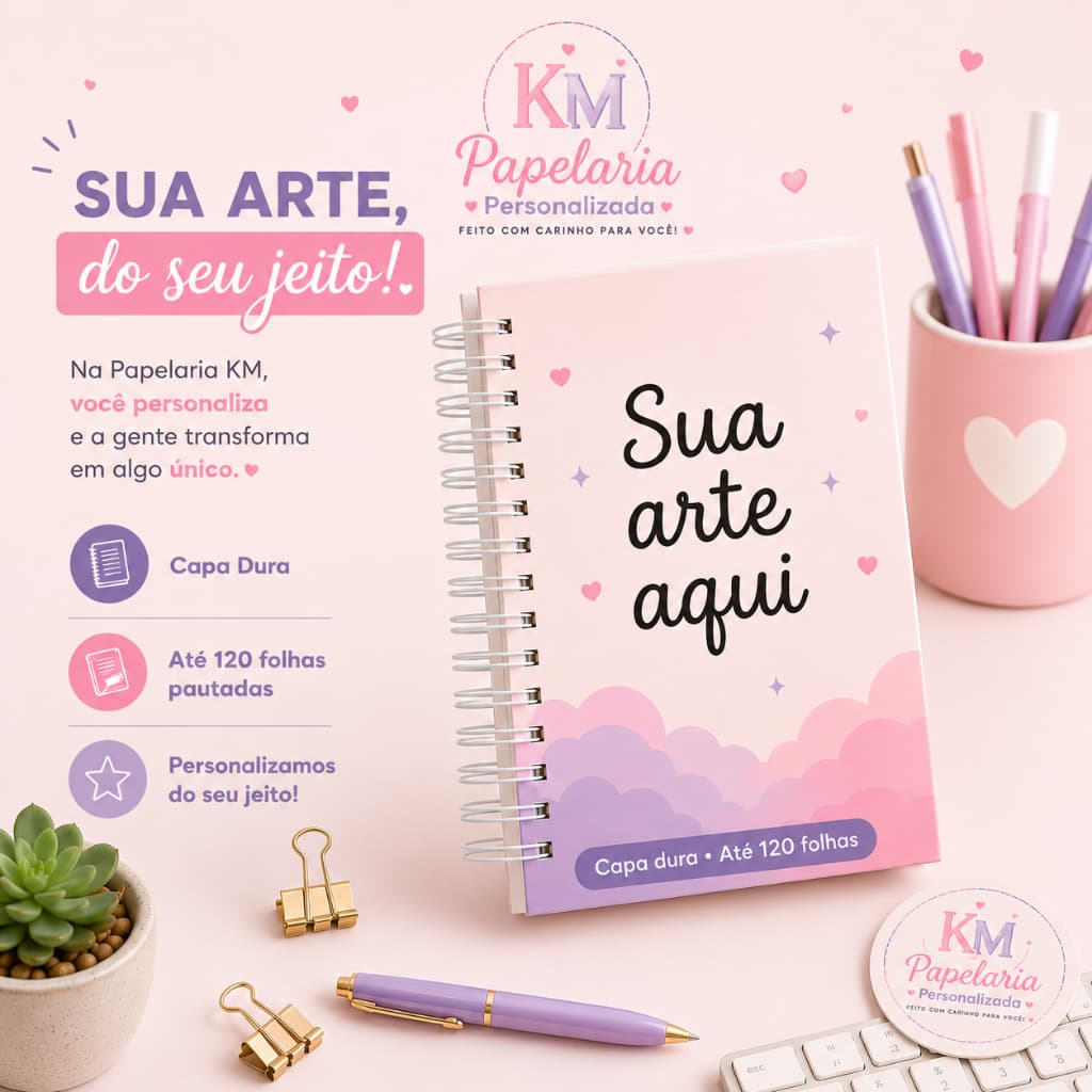 Caderno Personalizado A5 Capa Dura Com Seu Nome e tema
