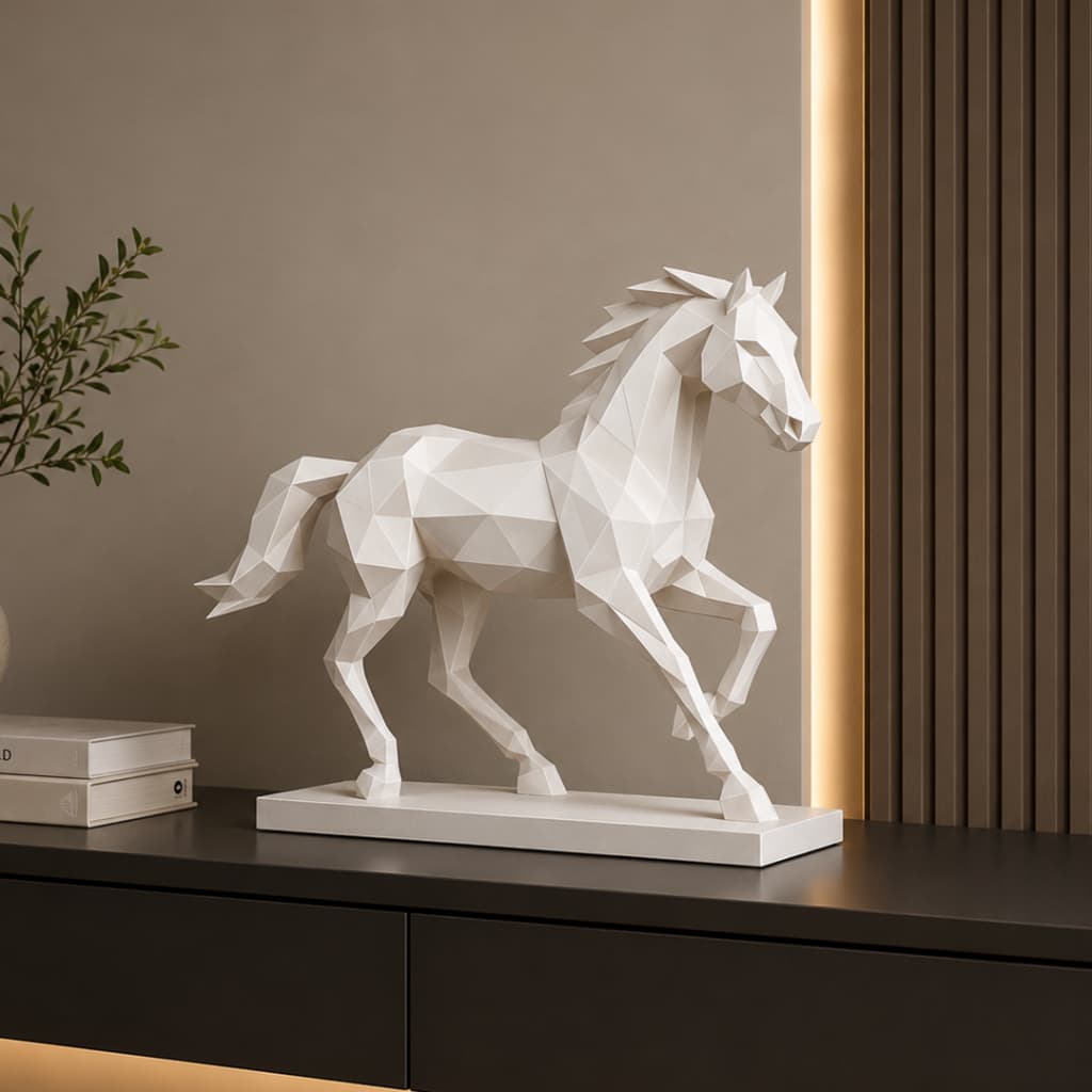 Escultura Cavalo Moderno Decorativo Estátua Cavalo Luxo para Sala, Escritório e Decoração Premium