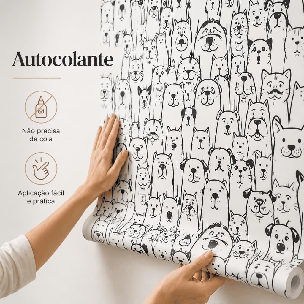 Papel de Parede Adesivo PetShop Cachorro Gato Decoração ideal Para Veterinaria Lavável autocolante fácil aplicação