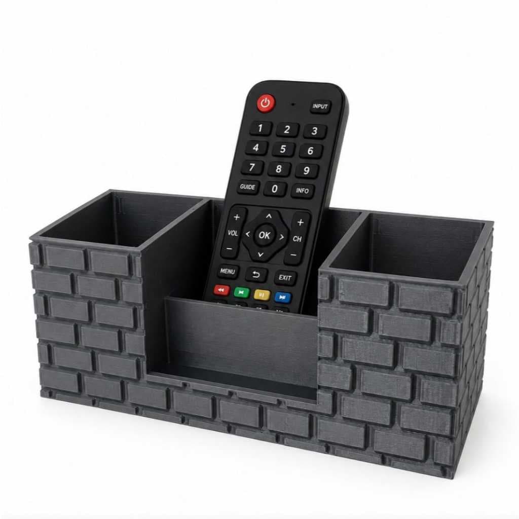 Suporte de Mesa em Formato de Parede de Tijolos para Controle e Acessórios – Impressão 3D