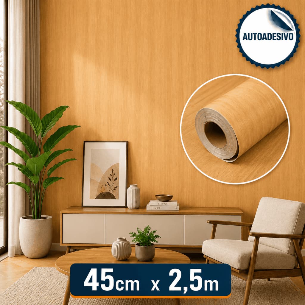 Papel De Parede Adesivo Madeira Clara 2,5m Decoração Parede