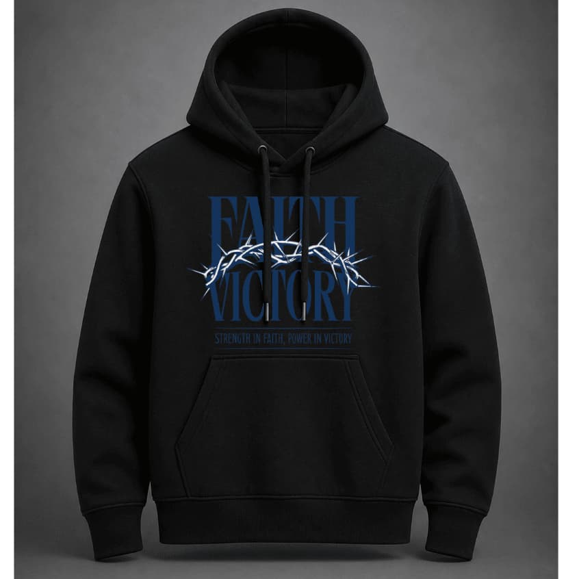 Moletom Canguru Masculino Estampa Faith Victory Com Capuz E Bolso Streetwaer