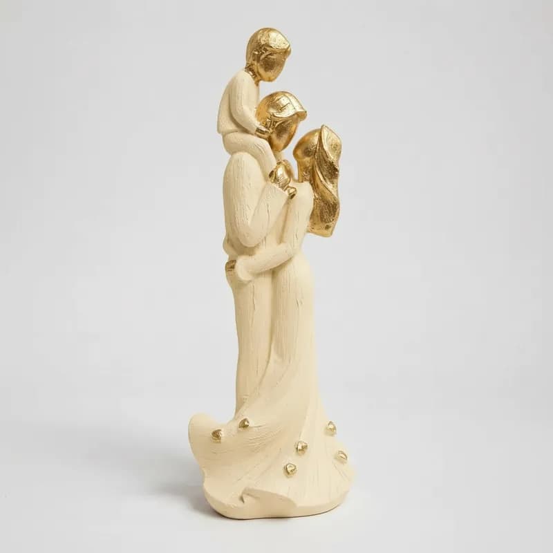 Estatua Escultura Família com Filho Menino Minimalista nos Ombros do Pai - Amor Pais Mães União