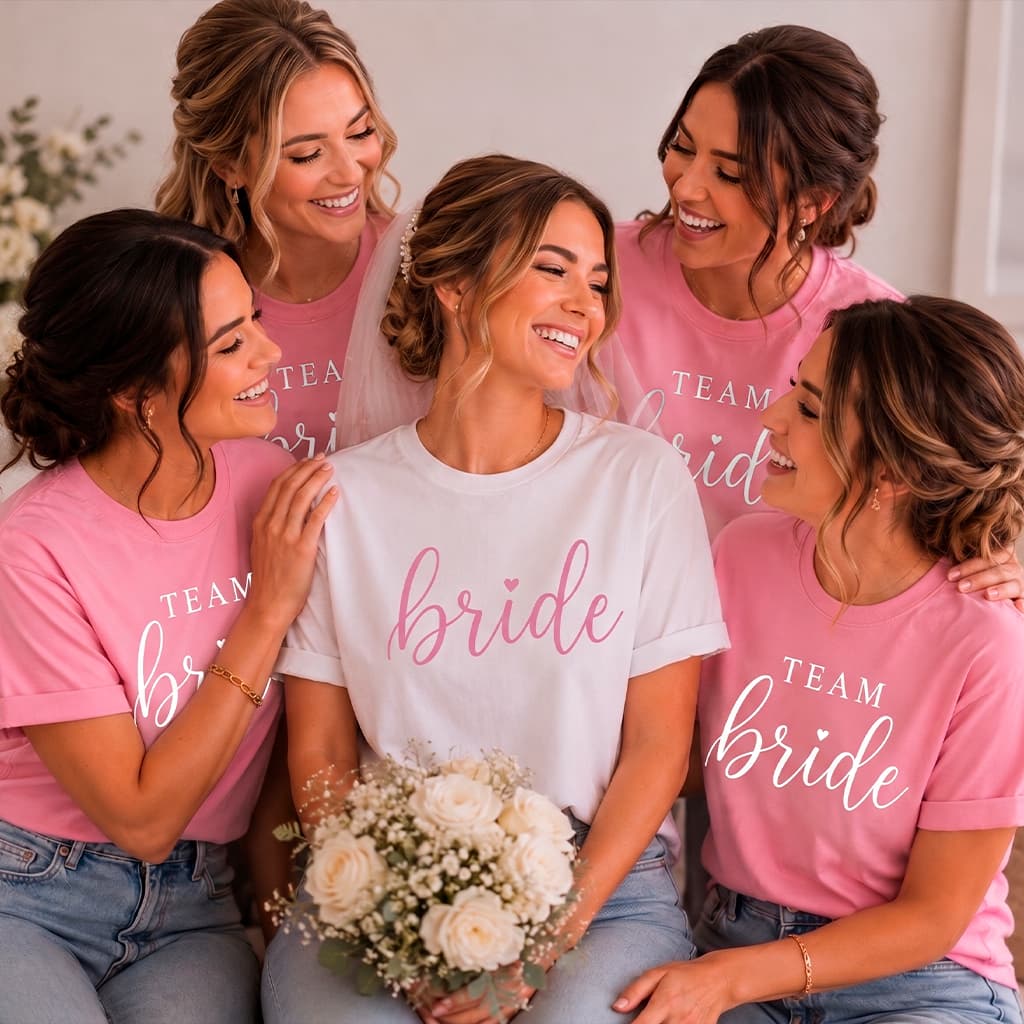 Camiseta Noiva Despedida de Solteira Camisa Team Bride Blusa Algodão Feminina Plus Size