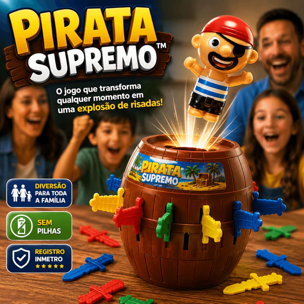 Jogo Pula Pirata 16 Espadas Infantil Brinquedo Educativo Jogo de Mesa Família Diversão para Crianças