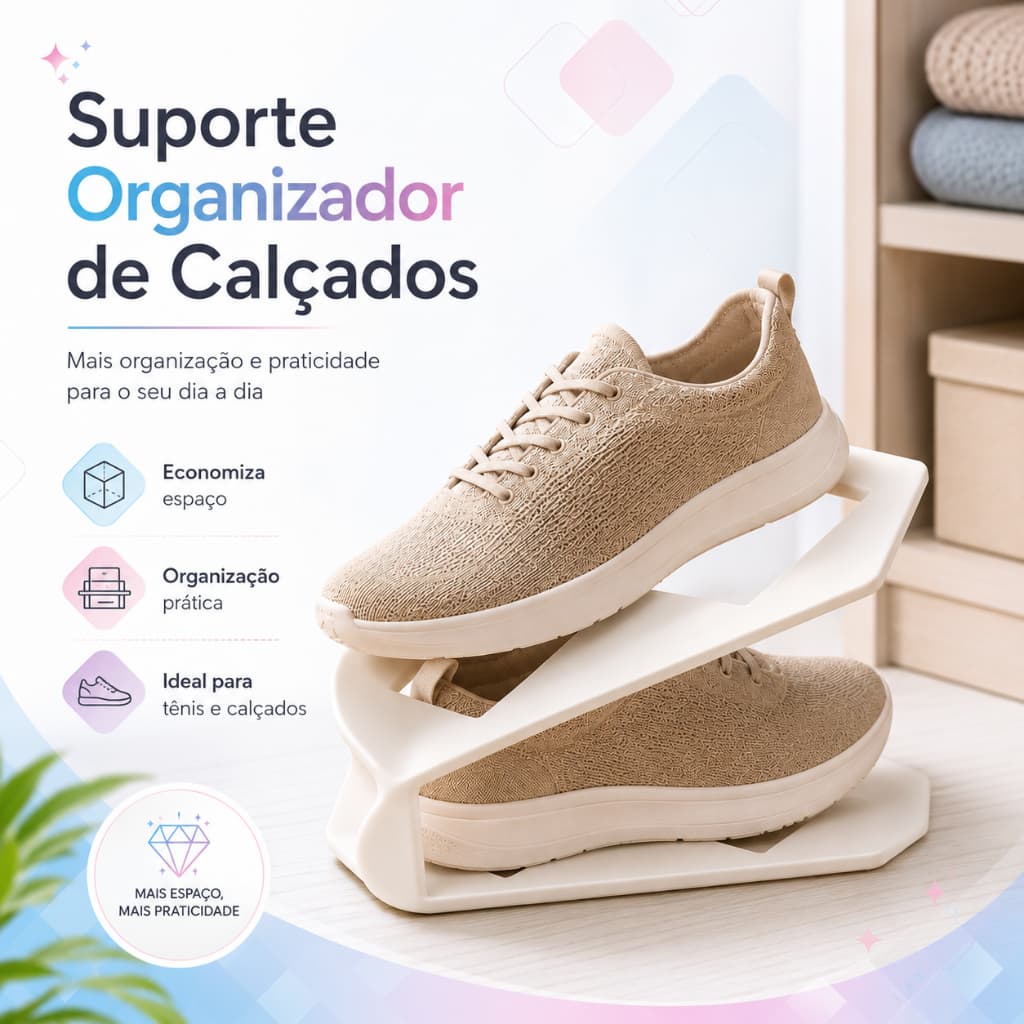 Organizador de Calçados para Sapateira Suporte Vertical para Tênis e Sapatos
