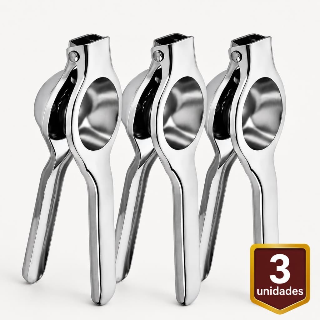 Kit Com 3 Espremedores De Limão Inox Manual 20cm Para Frutas Cítricas Fácil Limpeza Cozinha