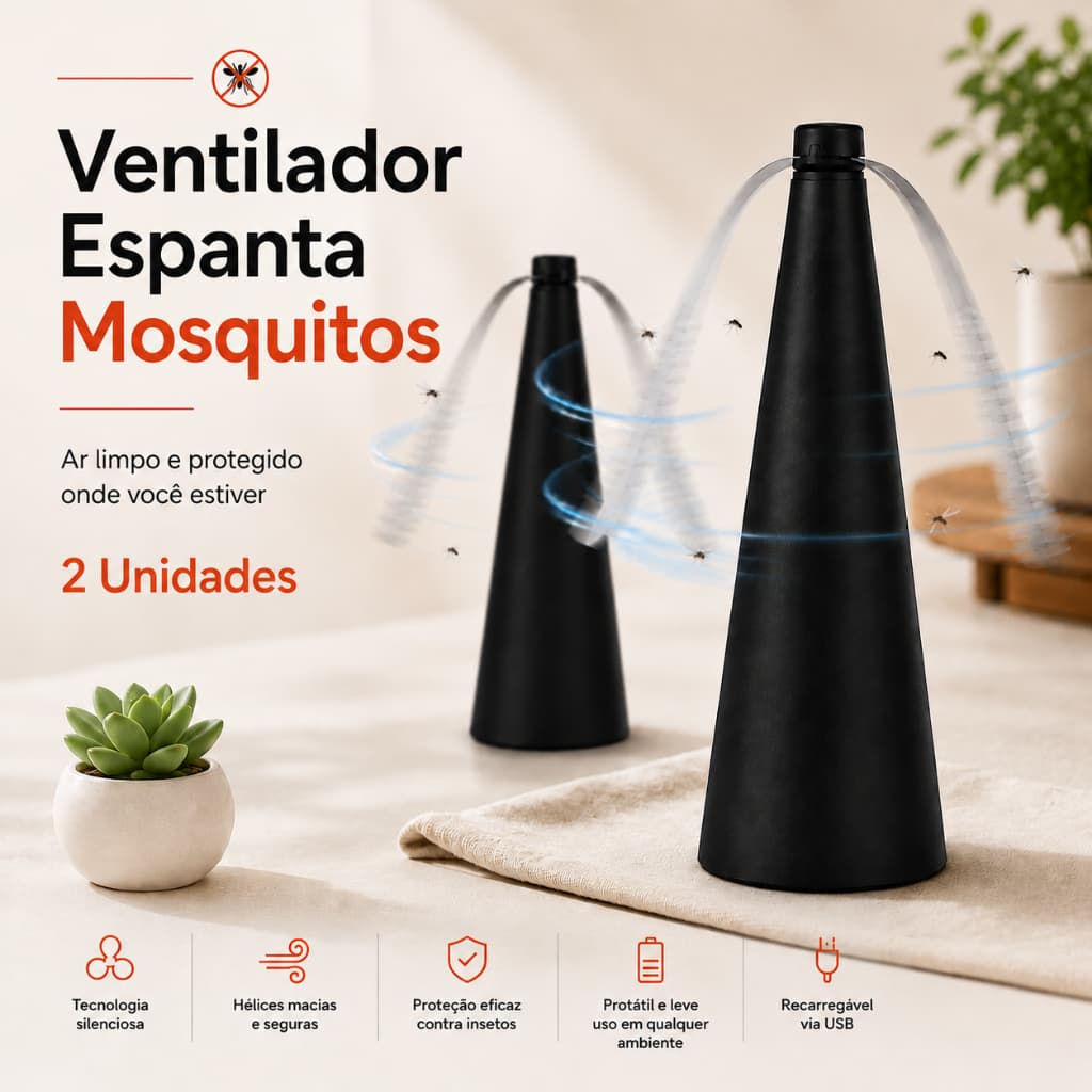 Kit 2 Und Ventilador Repelente Espanta Afasta Insetos, Mosquito e Mosca Portátil