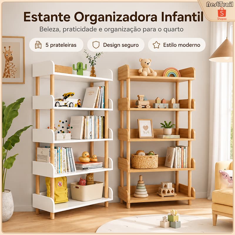 Estante Organizadora Multiuso, Prateleira de Armazenamento para Sala, Quarto, Escritório e Decoração
