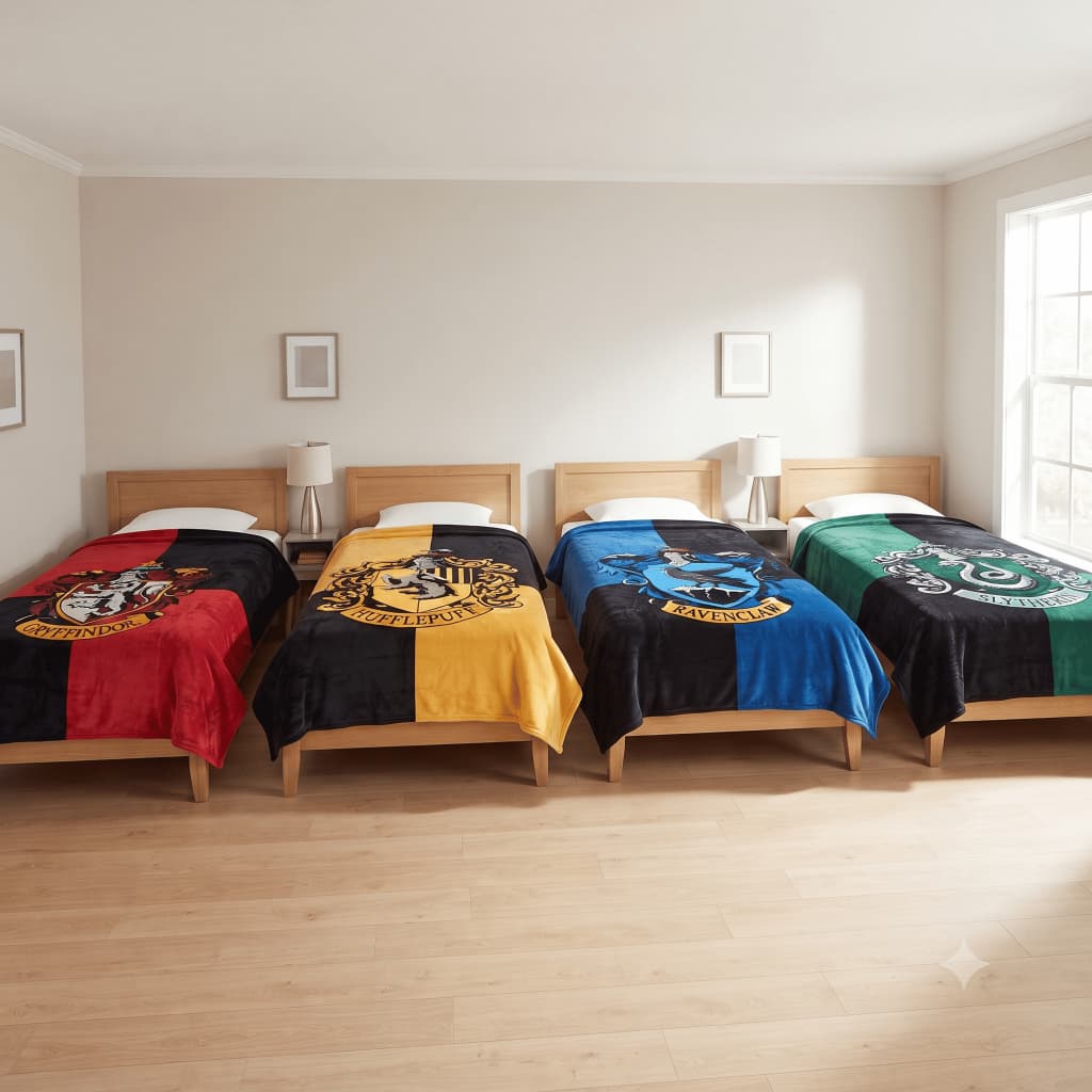 Manta Hogwarts Gryffindor Slytherin Ravenclaw Hufflepuff Cobertor Quentinho Solteiro Soft Fleece