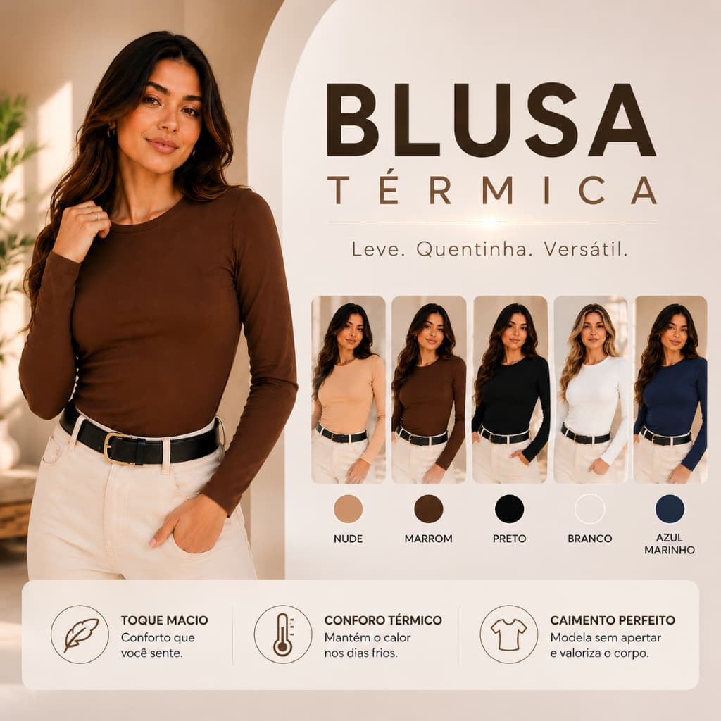 CAMISETA TÉRMICA PELÚCIADA SEGUNDA PELE FEMININA QUALIDADE E CONFORTO PREMIUM