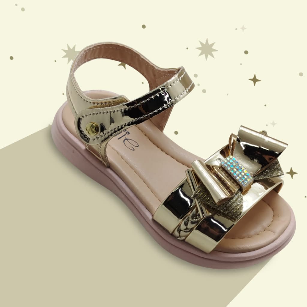 Sandália Infantil Menina Flat com velcro e Sola Antiderrapante