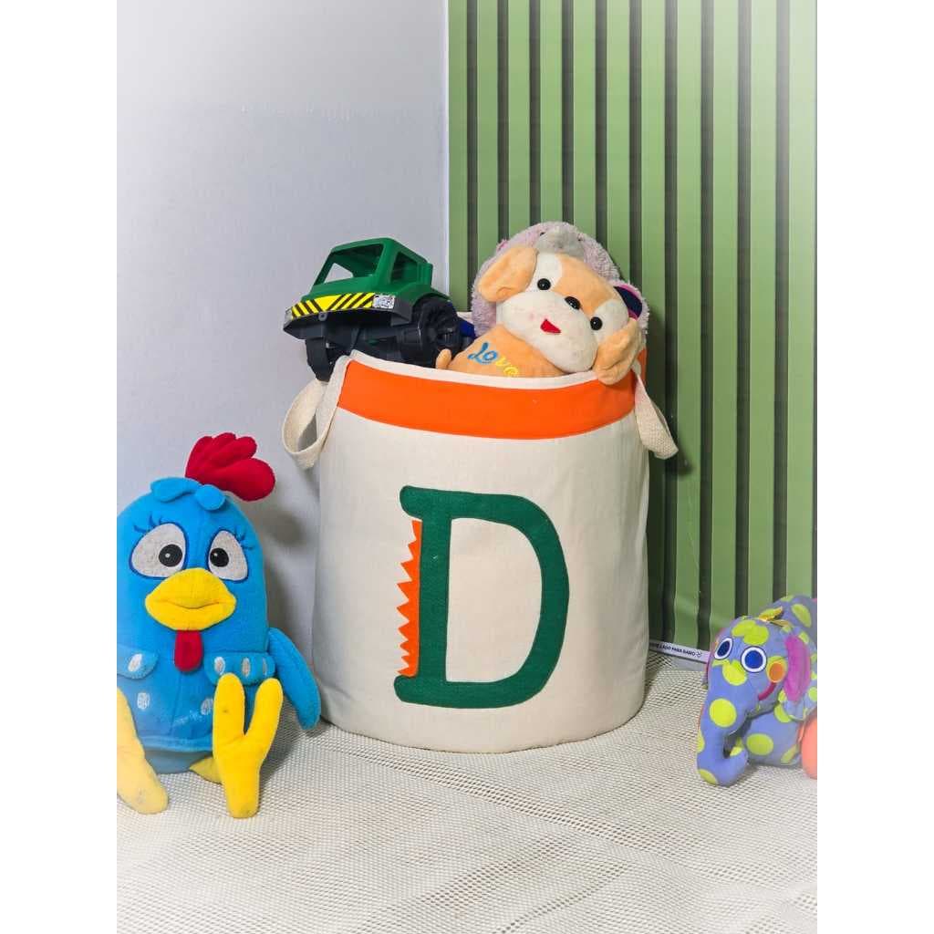 Cesto de Brinquedos Com Letra De Dino Grande organizador