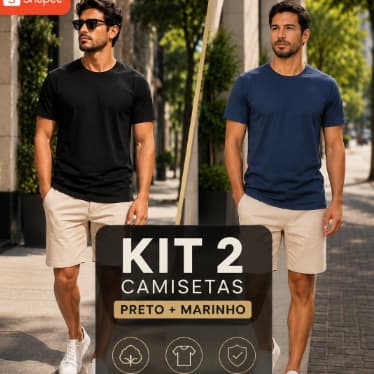 kit 2 Camisetas Manga Curta Lisa PREMIUM