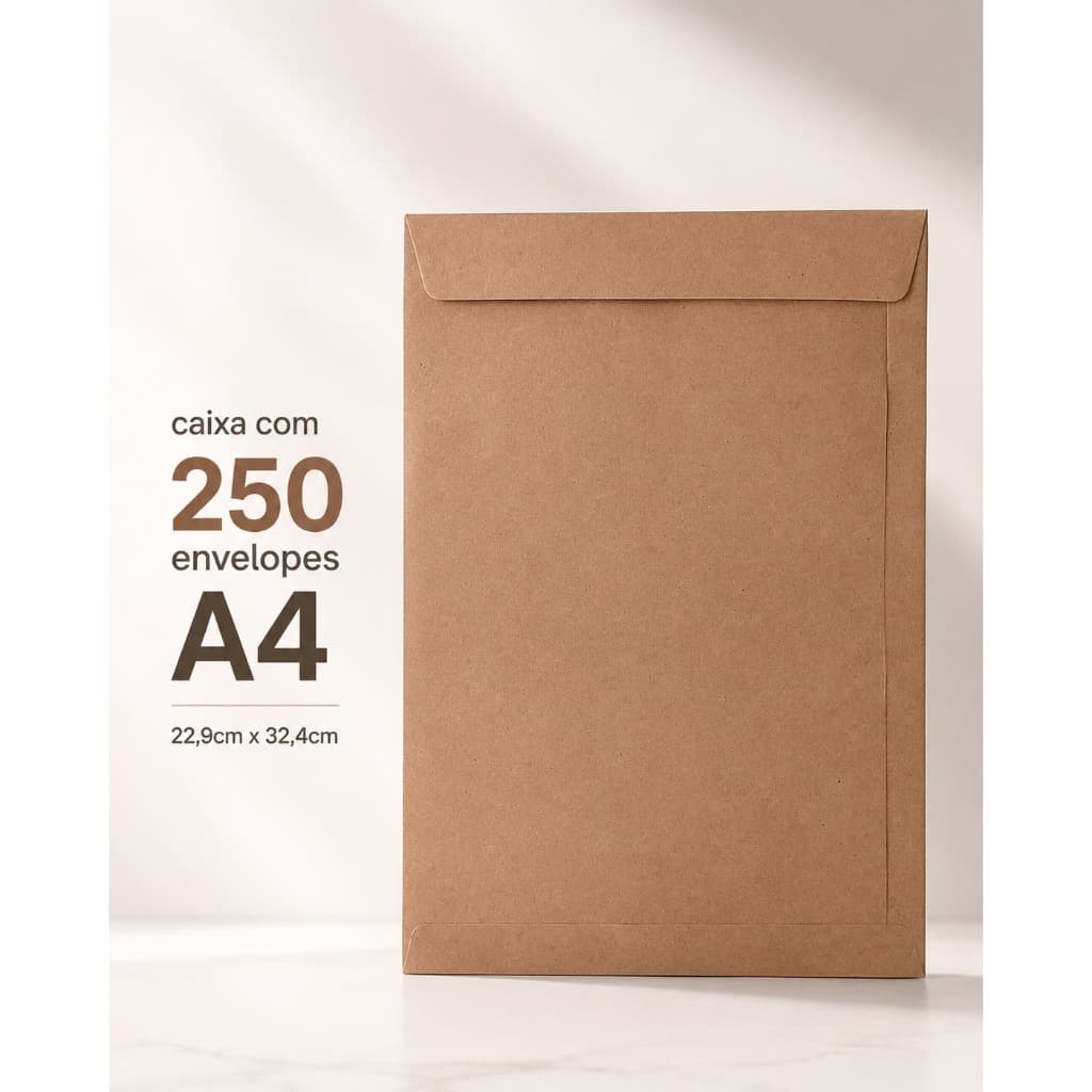 Caixa com 250 envelopes A4 Kraft Pardo Scrity 22,9cm x 32,4cm