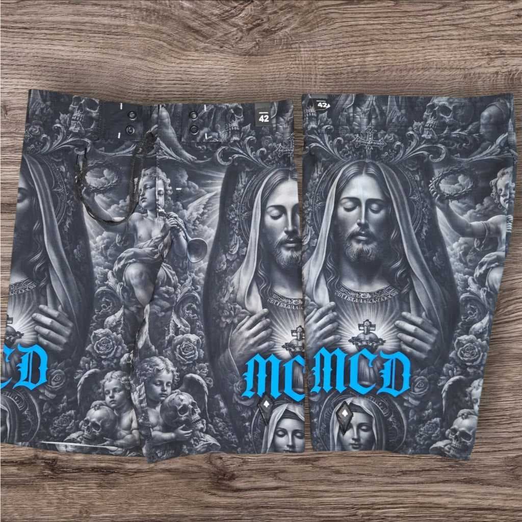 Bermuda Masculina de surf estampada no tecido tactel com elastano com Pac emborrachado