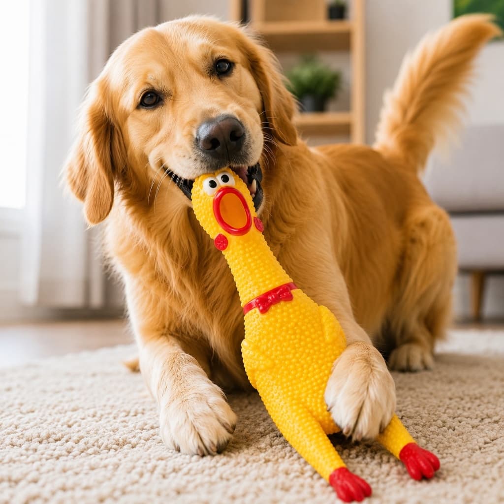 Brinquedo Cachorro  pet Galinha de Borracha com Apito Mordedor Pet Resistente Interativo 30cm