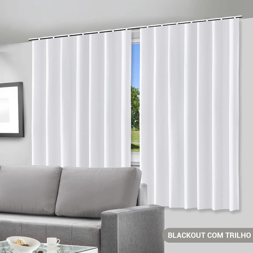 Cortina Blackout 280 x 240cm para Trilho Comum Corta Luz em PVC Blecaute Sala Quarto Escritório