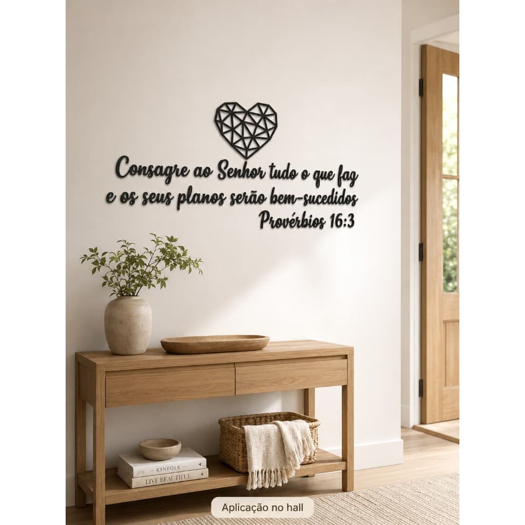 Frase Decorativa Religiosa em MDF – Provérbios 16:3