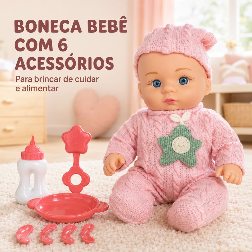 Boneca Realista Bebê Tipo Reborn A Pilha Mamadeira Roupinhas Para Meninas