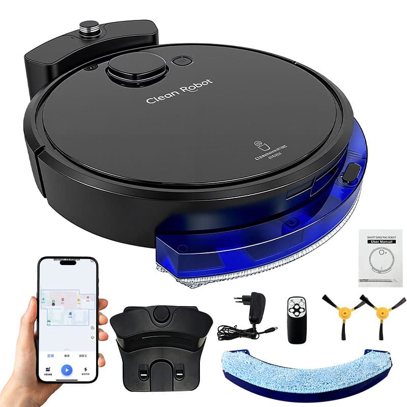 Robô Aspirador Inteligente 2000Pa com APP Wi-Fi, Retorno Automático e Sensor Antiqueda
