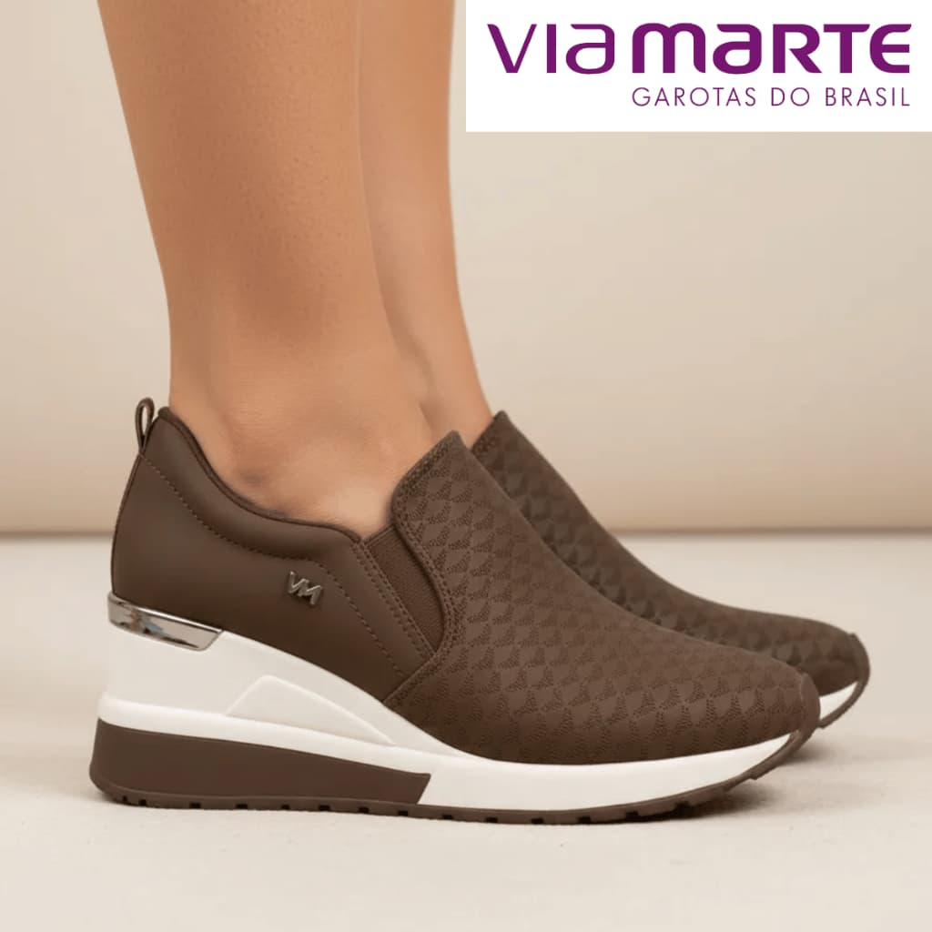 Tênis Anabela Via Marte Feminino Slip On Confortável Salto Embutido Casual Original Calce Fácil