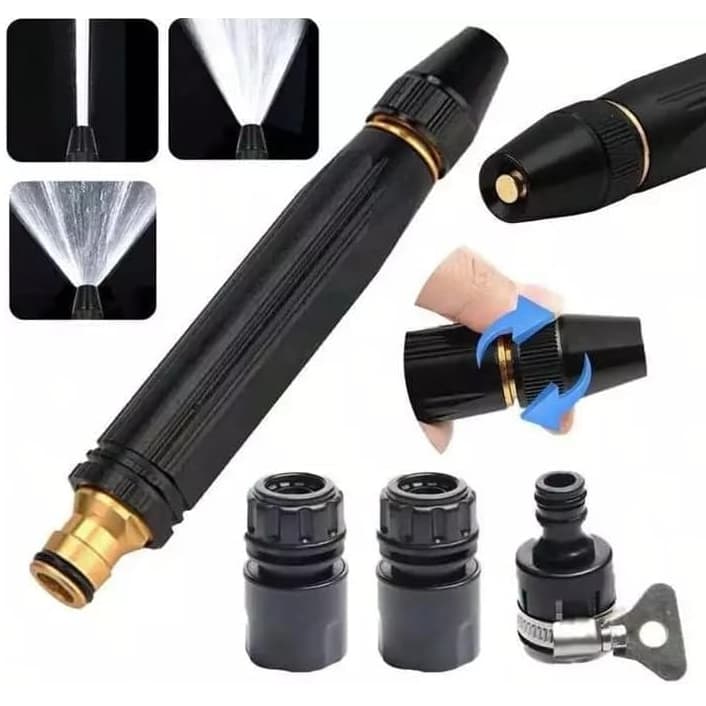 Kit 3 em1 Bico Esguicho De Alta Pressão Para Torneira Mangueira Lavagem De Carros Moto Rega Jardim