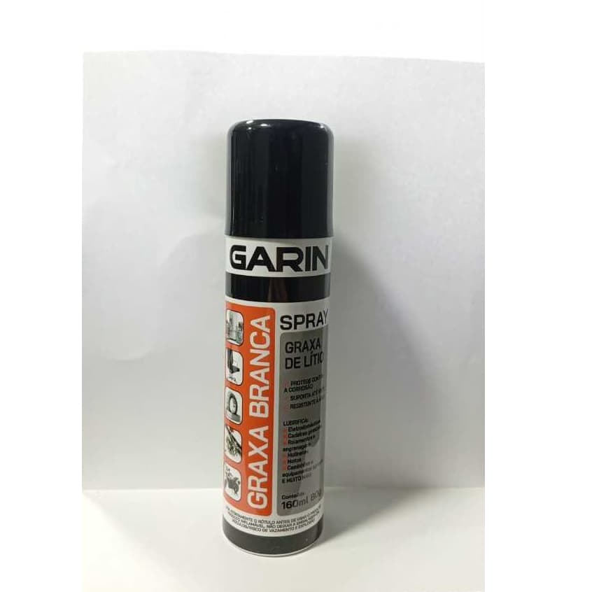 Graxa Branca Spray 160 ml Garin Lubrificante para Dobradiças, Rolamentos, Trancas e Corrente de Moto
