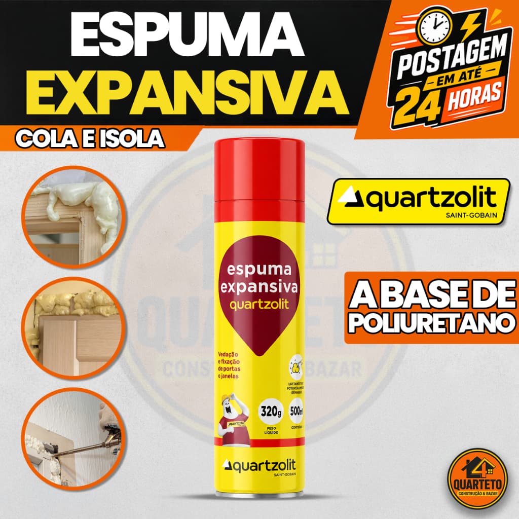 Espuma Expansiva 500ml Quartzolit Para Portas Janelas E Vedações