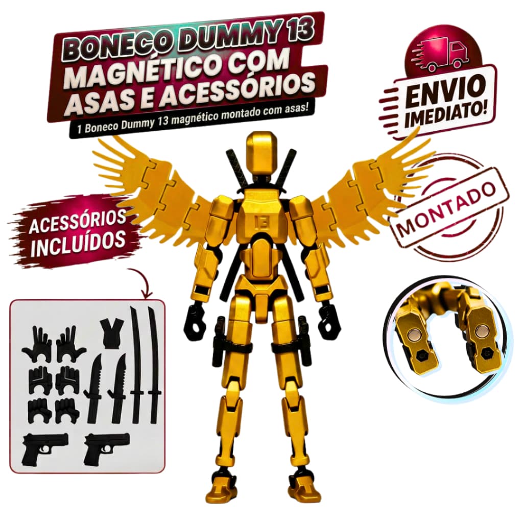 Boneco Dummy 13 Titan Magnético  - Kit Montado Com Asas e Itens