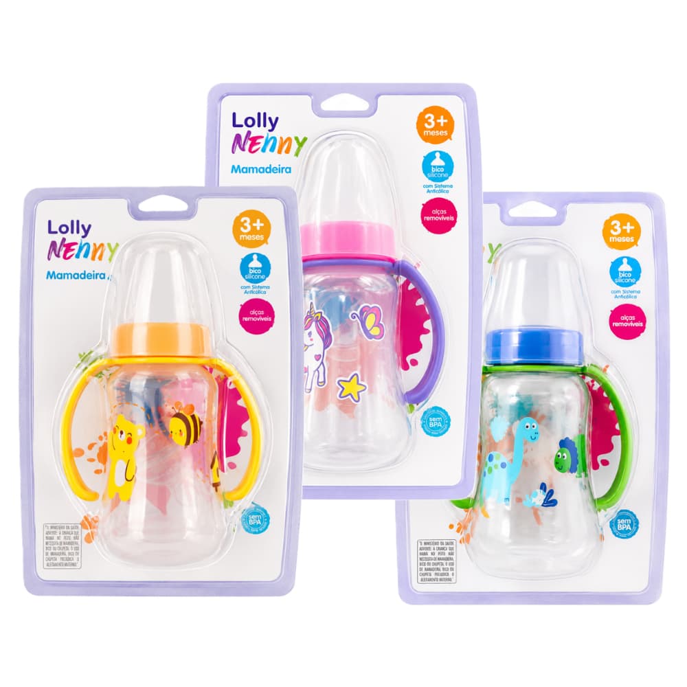 Mamadeira Lolly Big Viva com Alça Ortodôntica 250ml