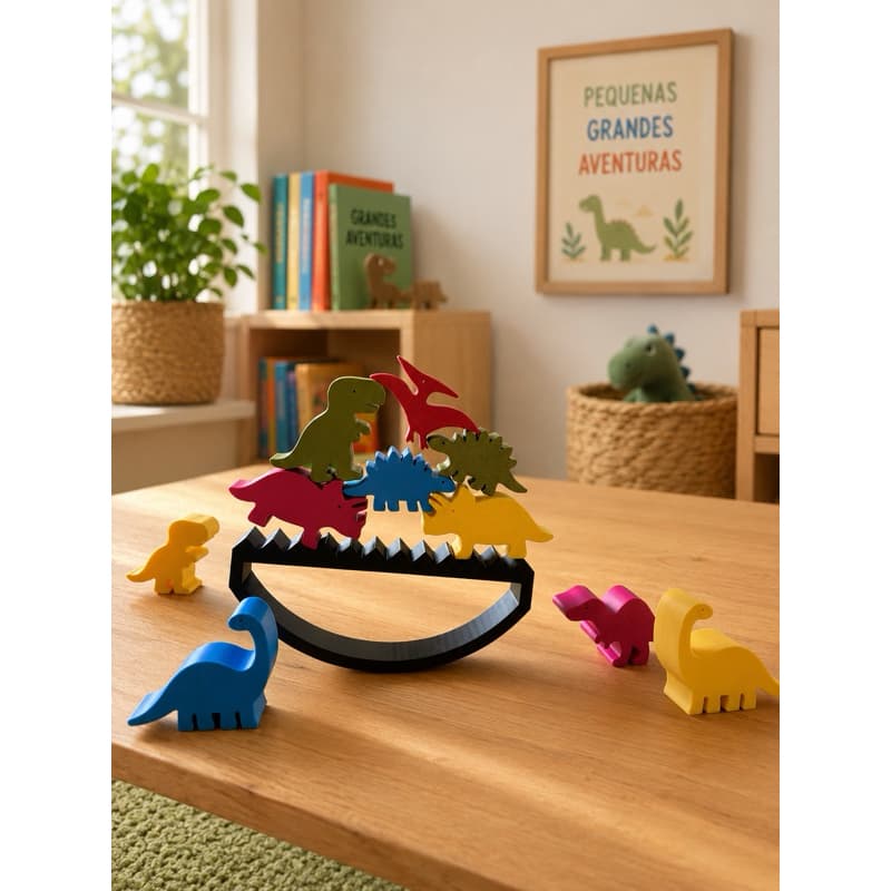 Jogo de Equilíbrio Dinossauros Montessori em 3D | Brinquedo Educativo