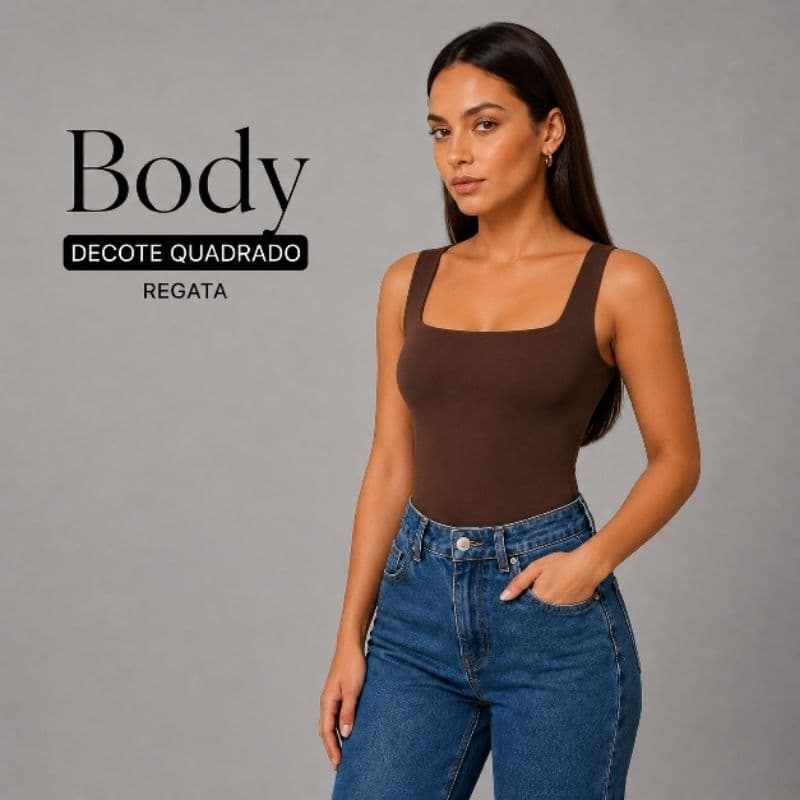 KIT 2 BODY FEMININO DECOTE QUADRADO REGATA FORRO DUPLO SUPLEX  PREMIUM