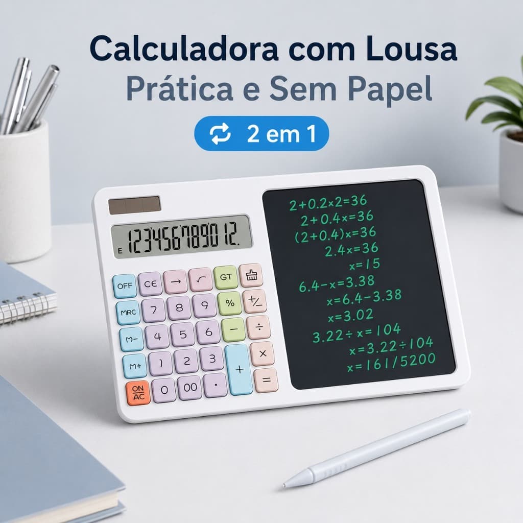 Calculadora com Quadro de Escrita Integrado Sem Papel, Portátil e Recarregável para Trabalhos Matemáticos