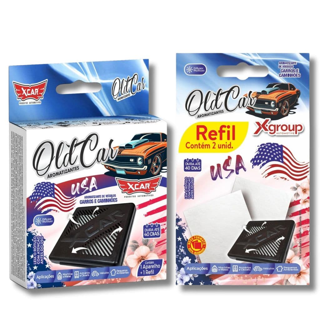 Kit Aromatizante Oldcar Xcar Aparelho + Refil Com 02 Unidades USA